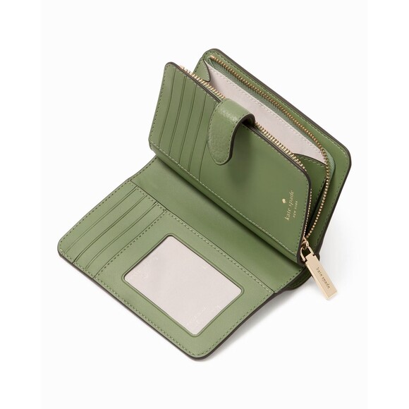 New Kate Spade Lena Medium Compact Bifold Wallet Pebble Leather Romaine - Picture 3 of 3